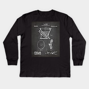 Toilet Patent - Bathroom Art - Black Chalkboard Kids Long Sleeve T-Shirt